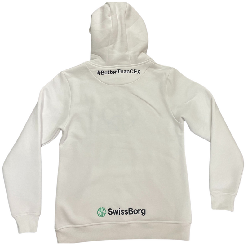 SwissBorg White Hoodie #BetterThanCEX back