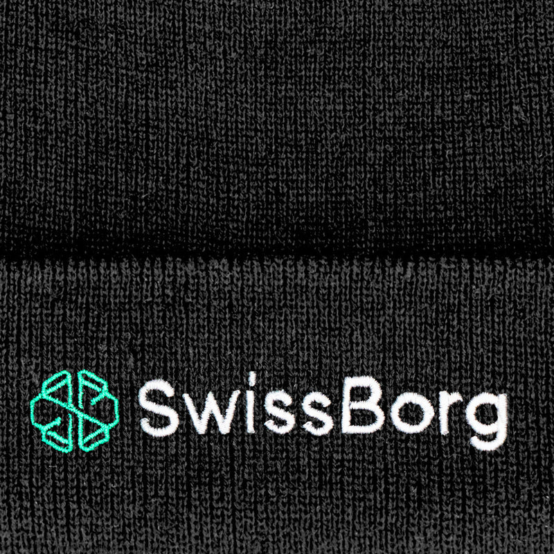 SwissBorg Black Beanie SB logo zoom