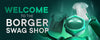 Welcome to the Borger Swag Shop with two SwissBorg t-shirts and the CyBorg - SwissBorg Shop banner